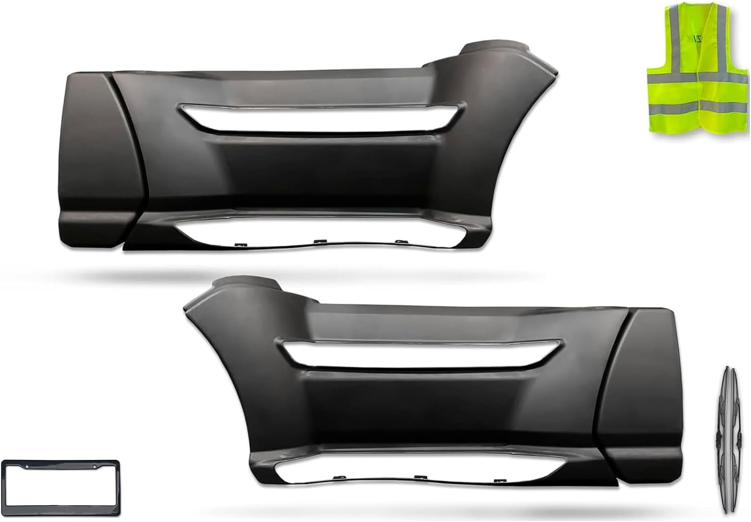 KOZAK Front Side Fairing Panel With Cover (Right Passenger and Left Driver Side) Compatible with Kenworth T660 2013+ PLUS Logo, 2x 22" Windshield Wipers, License Plate Frame and Vest