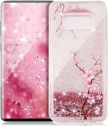 ZCXG Compatible avec Samsung Galaxy S10E Coque Transparent Glitter Liquide Gel Silicone Motif Chocs Arrière Bumper TPU Bumper Transparent Slim Fit Anti-Scratch Rubber pour Galaxy S10E #Pink