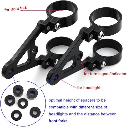 Miniatura 3 de Xitomer 1 par para tubos de horquilla delantera de 1.969 in, soportes de faros delanteros de montaje CNC, soporte para lámpara de cabeza para faros