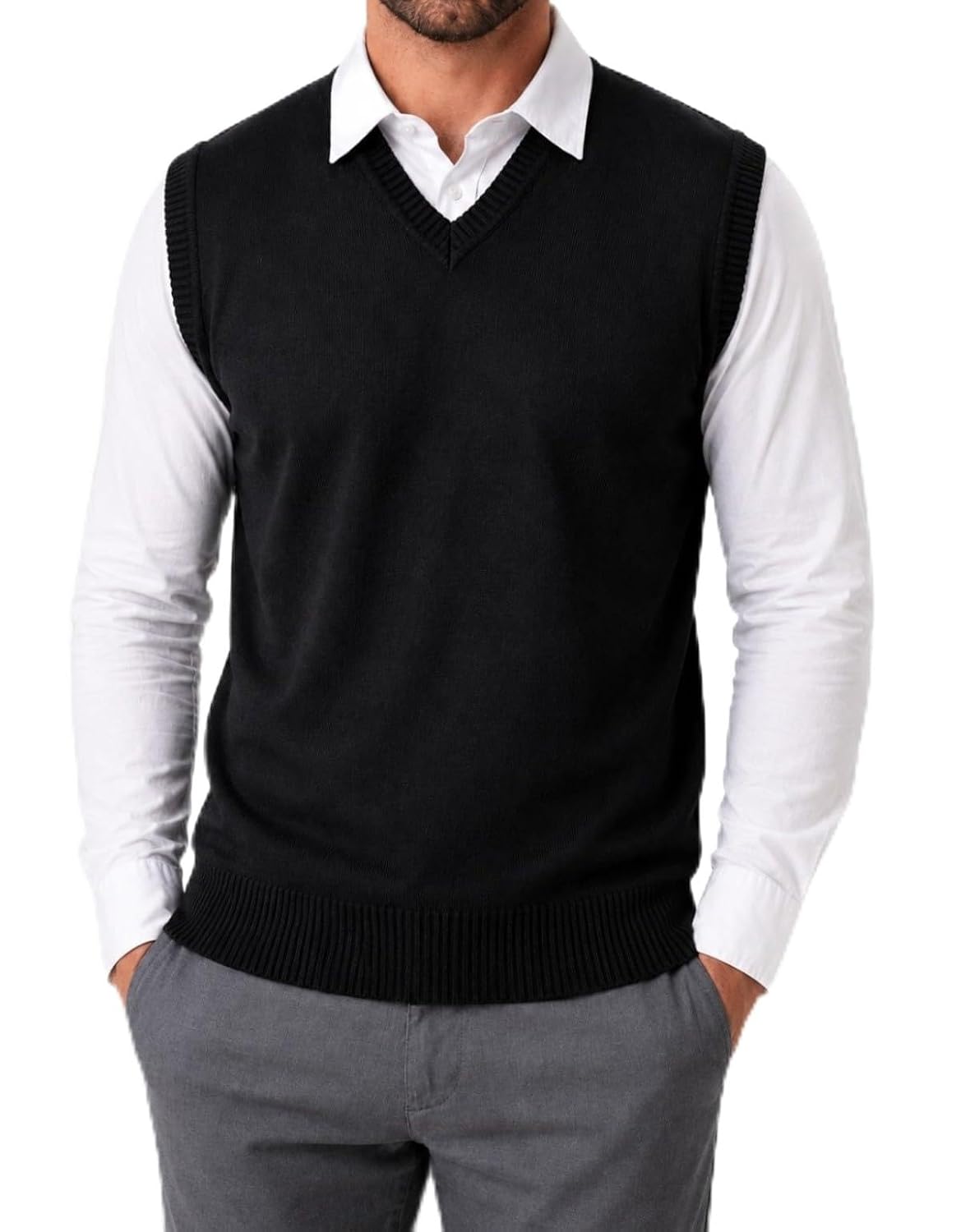 Colete Masculino Social Tricô Gola V – Suéter Pulôver Malha Premium Confortável e Elegante