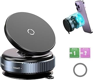 Domiunier 360 Adjustable Vacuum Suction Cup Magnetic Car Phone Holder, Compatible with Mag-Safe car mount, HandsFree magnetic phone holder in car for iPhone 16 Pro Max Plus 15 14 13 12, for samsung