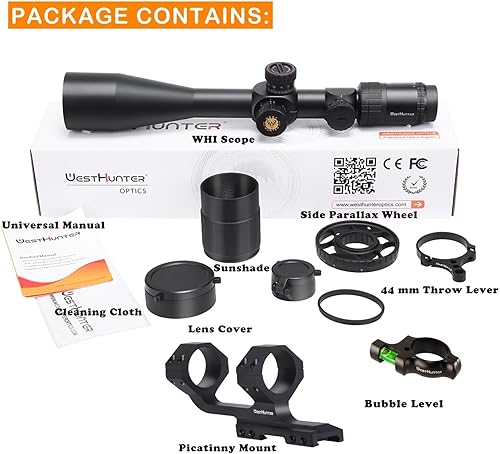 Vista 12 de WestHunter Optics WHI Series Hunting Scope, 30 mm Tube First Focal Plane Red Green Illuminated Etched Glass Reticle Tactical 1/10 MIL Shooting