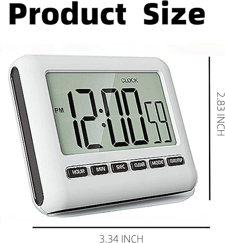 Miniatura 7 de Generic Reloj digital magnético para cocina, temporizador con alarma, 1224 horas, pantalla grande, alarma fuerte e imán fuerte, cuenta regresiva