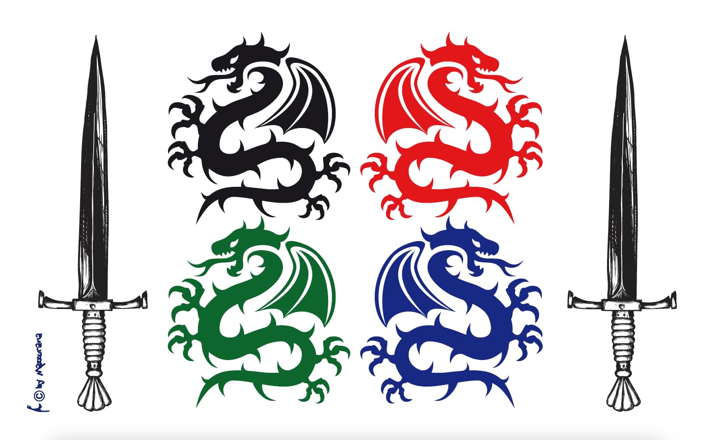 Drapeau de chevalier médiéval 150x90 cm grand pavillon de dragon