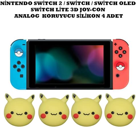 WOTOBE Nintendo Switch/Switch 2/Switch OLED/Switch Lite Uyumlu 3D Analog Silikon Koruyucu, 4 Adet Set