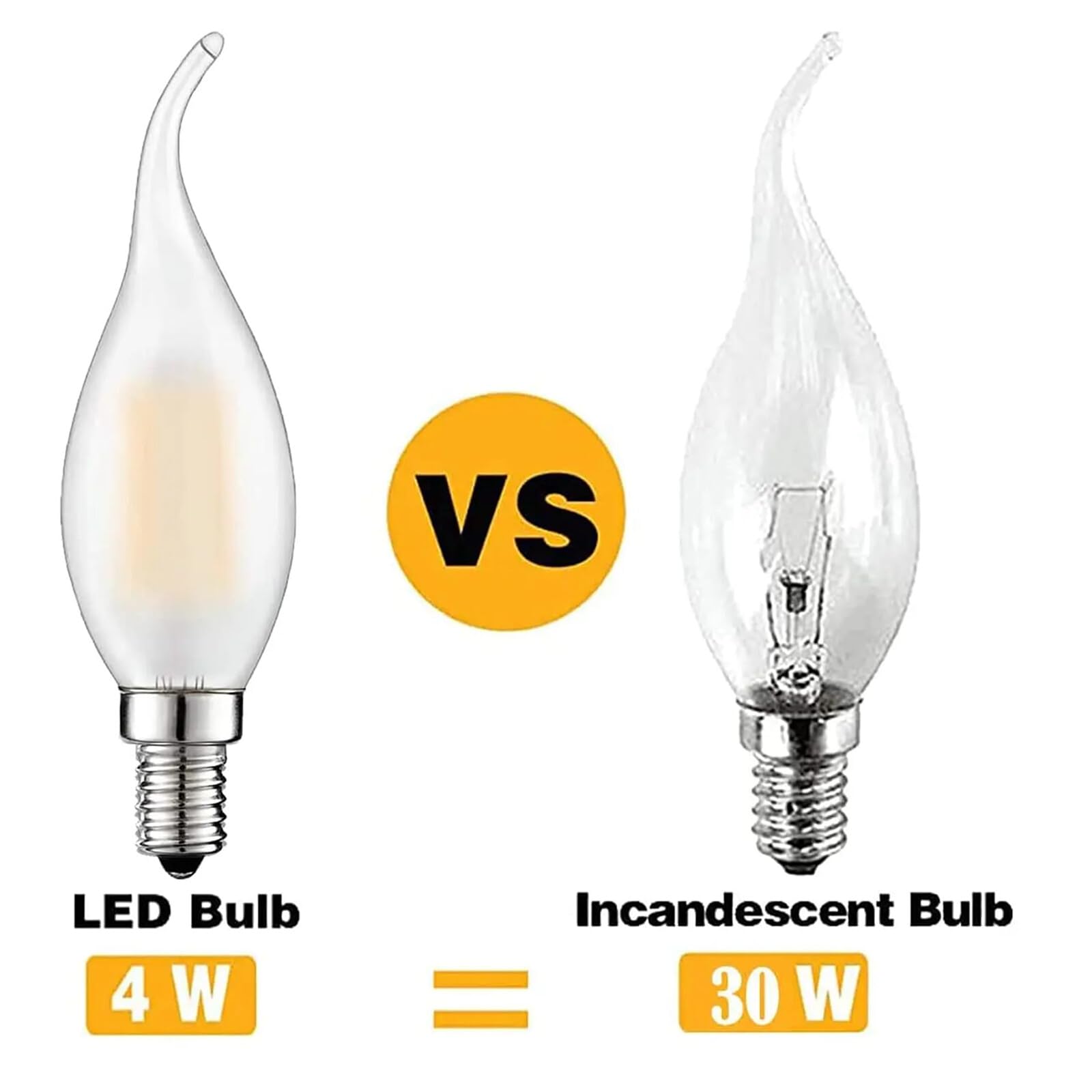 12 bombillas LED Edison de filamento C35, estilo retro, de vidrio esmerilado, E14, 6W, color blanco cálido, para iluminación de araña (punta redonda C35, E14, 220V, 6W)