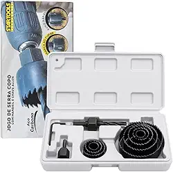 Jogo De Serra Copo Corte Cilíndrico Kit 11 Peças De 19 À 64mm Para Madeira Plástico Pvc Gesso Drywall Aglomerado