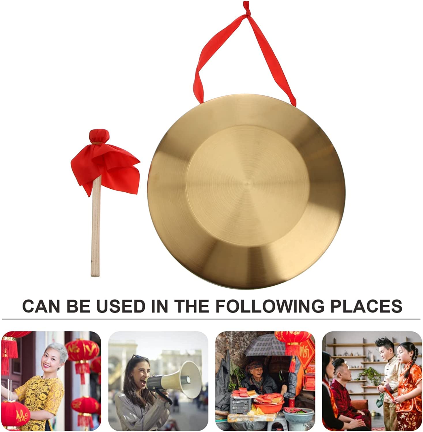 Gong Tam Tam Chinois Traditionnel 50 Cm En Laiton - Son Puissant Et Clair Pour Cérémonies, Maison & Bureau