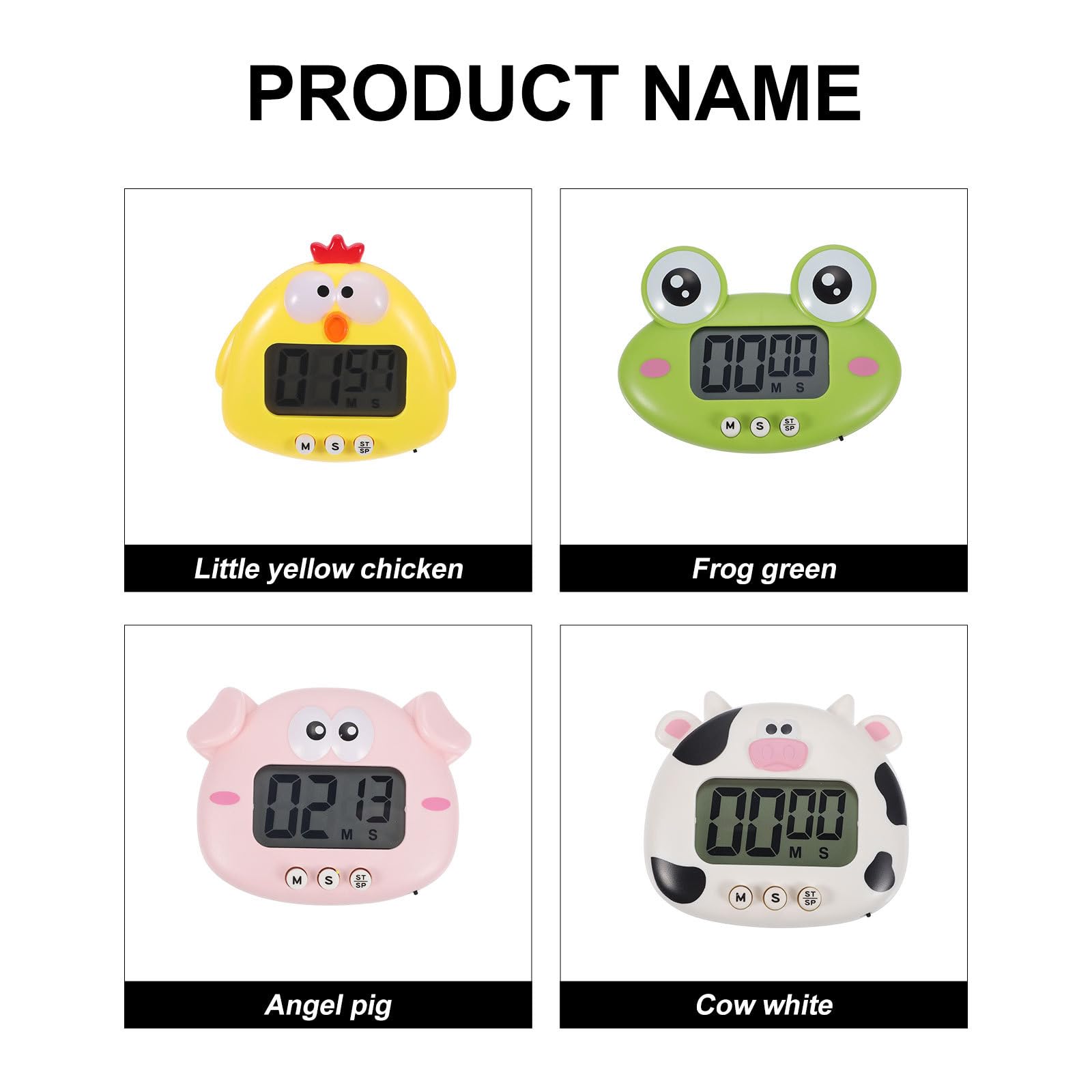 Minuteur Cuisine Animalier Mignon 4 Pièces en Plastique Léger Facile à Transporter pour Gestion du Temps Cuisine et Pâtisserie