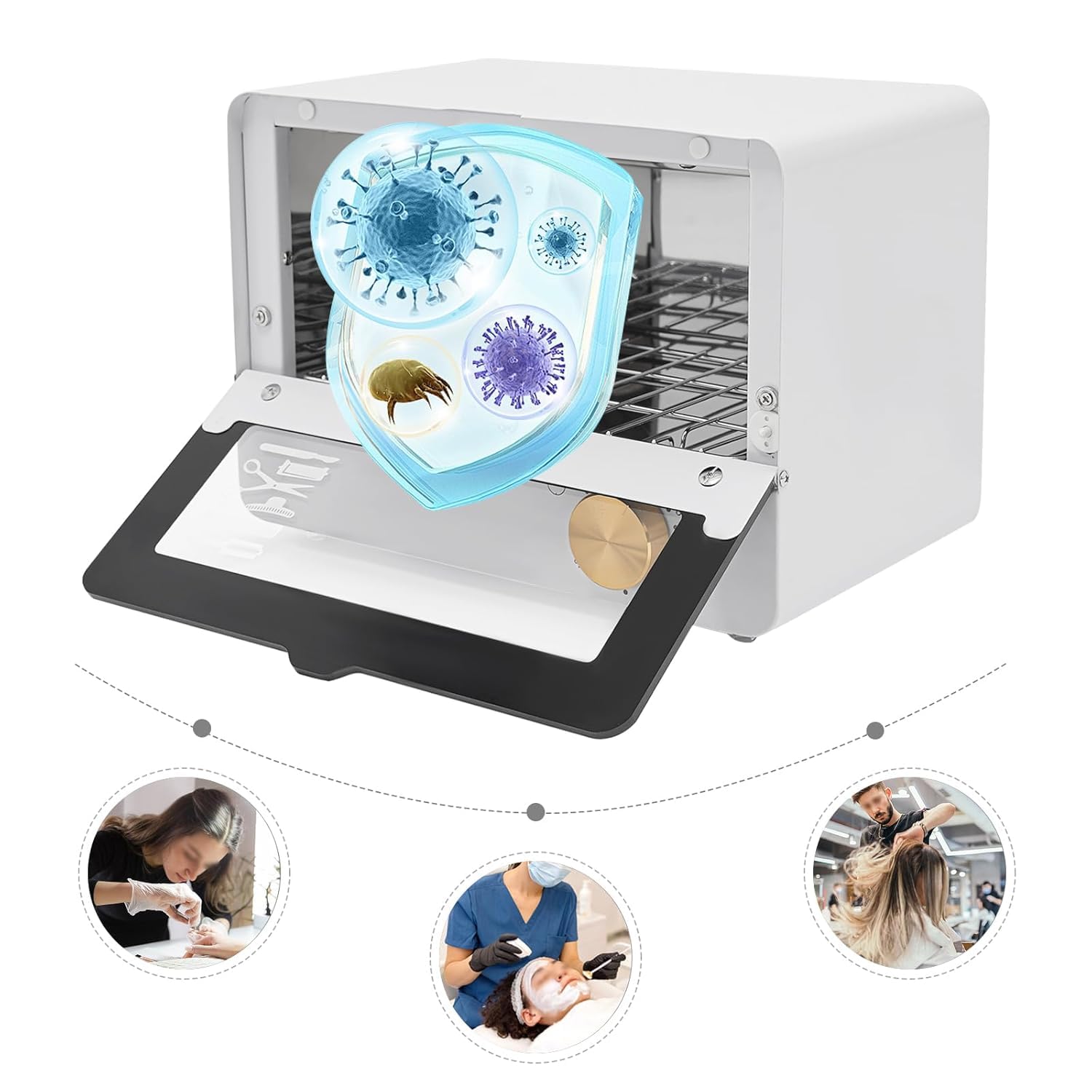 Sterilizzatore UV ad alta efficienza, sterilizzatore ad aria calda, timer 0-60 minuti, 6 l, multifunzione, per unghie, studio, parrucchiere, famiglia