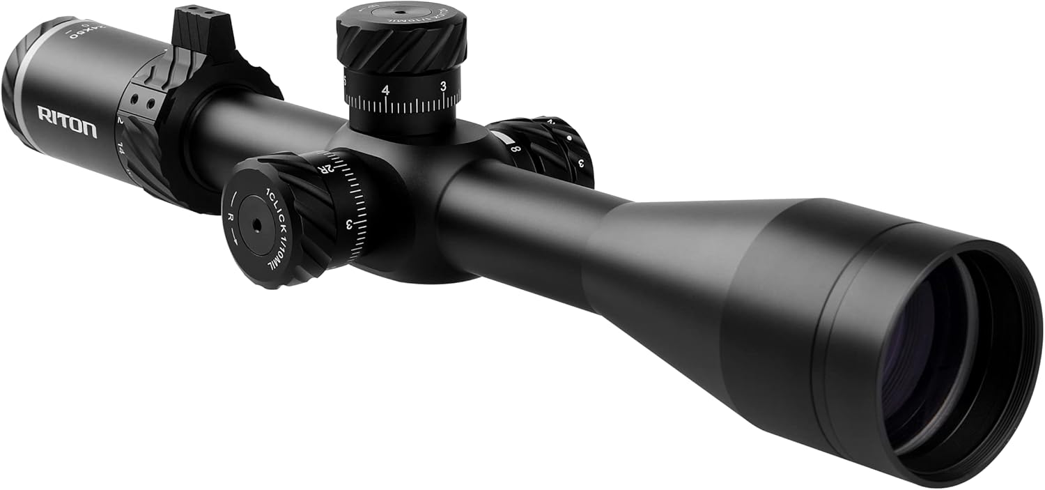 Riton Optics Series 3 Conquer 6-24x50 Riflescope - First Focal Plane HD Glass Illuminated Reticle with Integrated Removable Two Location Three Available Height Throw Levers