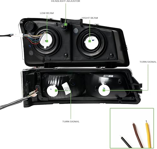 Miniatura 5 de Switchback - Barra de tubo LED secuencial faros delanteros negros con luces de parachoques de señal reflector ámbar 4 piezas para Chevy Silverado