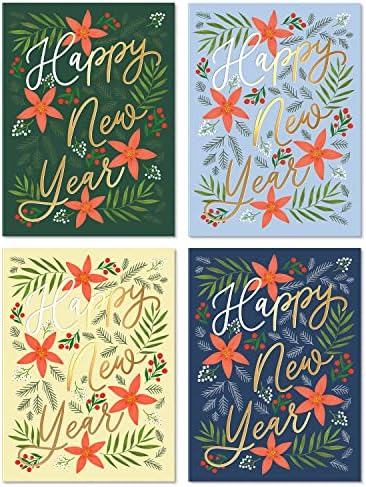 Sweetzer & Orange New Year Cards with Envelopes. 24 Set Box of Holiday Cards. Thick Note Cards and Envelopes, 300gsm Greeting Cards With Envelopes (120gsm). Happy Holidays and Thank You Cards