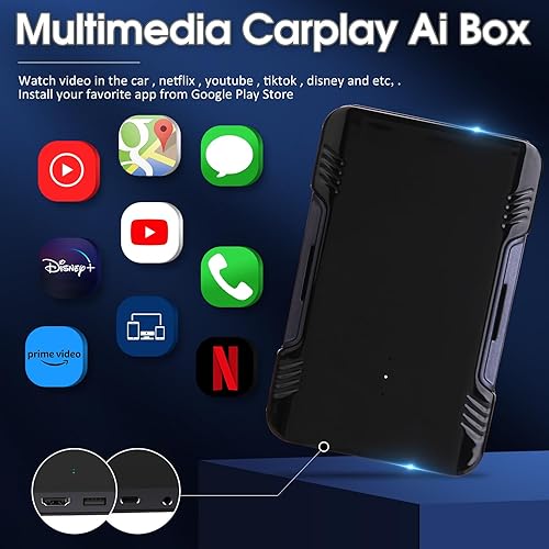 Miniatura 3 de Magic Carplay Ai Box 2.0 Max, CarPlay AI Box Soporte YouTubeNetflixHulu, etc., Qualcomm Multi-Core Android System Multimedia Video Box con