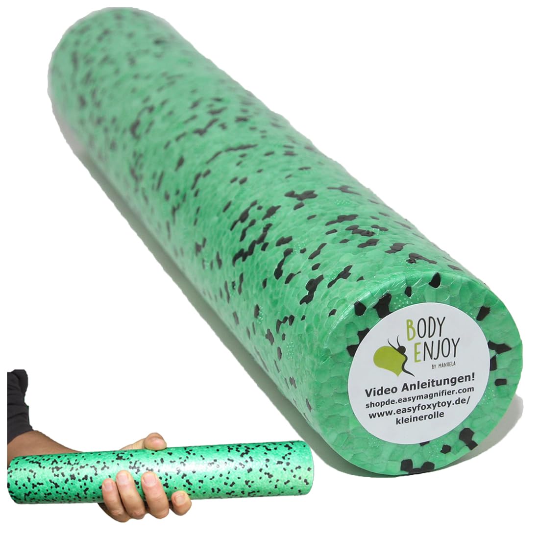 Mini Faszienrolle Für Fuss, Hand & Kopf Massage Ø6cm x33cm, Kleine Faszien Foam Rolle für unterwegs, Mittlere Härte, Massagerolle um Verspannungen zu lösen