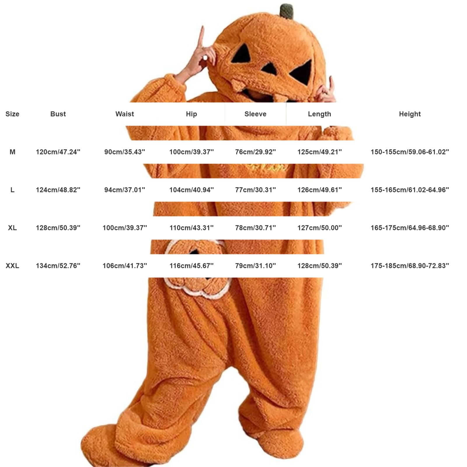 Costume Halloween Donna, Pigiama Intera Halloween Zucca con Cappuccio, Tuta Onesie in Pile Decorazioni, Pigiama Completo Adulto da Casa per Carnevale, Festa, Cosplay, Natale e Serate a Tema