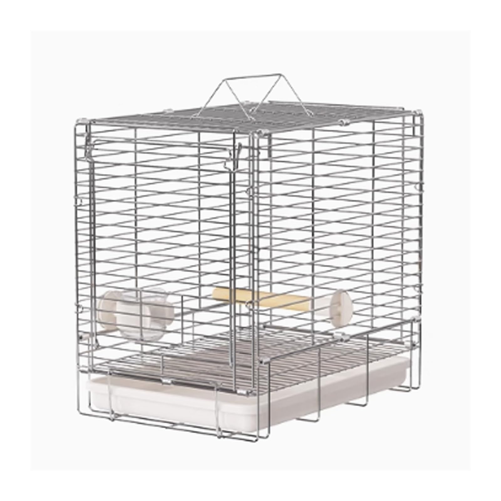 Jaula para pájaros, Jaula para Loros de Acero Inoxidable Plegable para Exteriores, Jaula portátil de Mano para Transporte de Aves (Blanca)