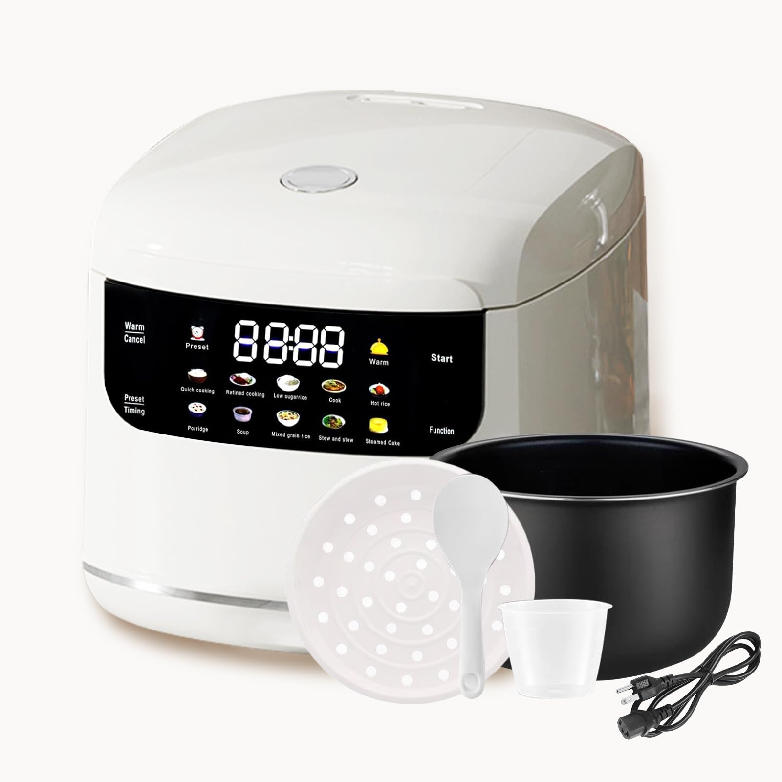 NUNET Electric Mini Rice Cooker 5 Cups Small Rice Cooker Portable 10-in-1 Smart Multi-Functional Cooker Time Control 400W