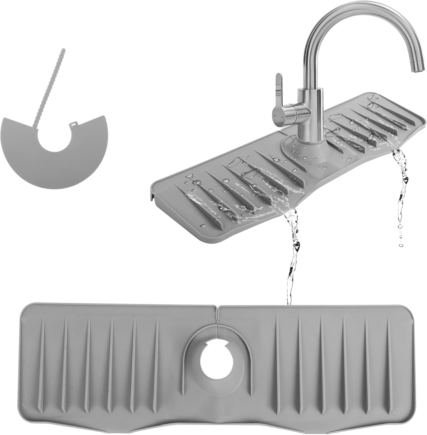 Silicone Faucet Mat, Faucet Sink Splash Guard, Water Catcher Mat, Silicone Faucet Handle Drip