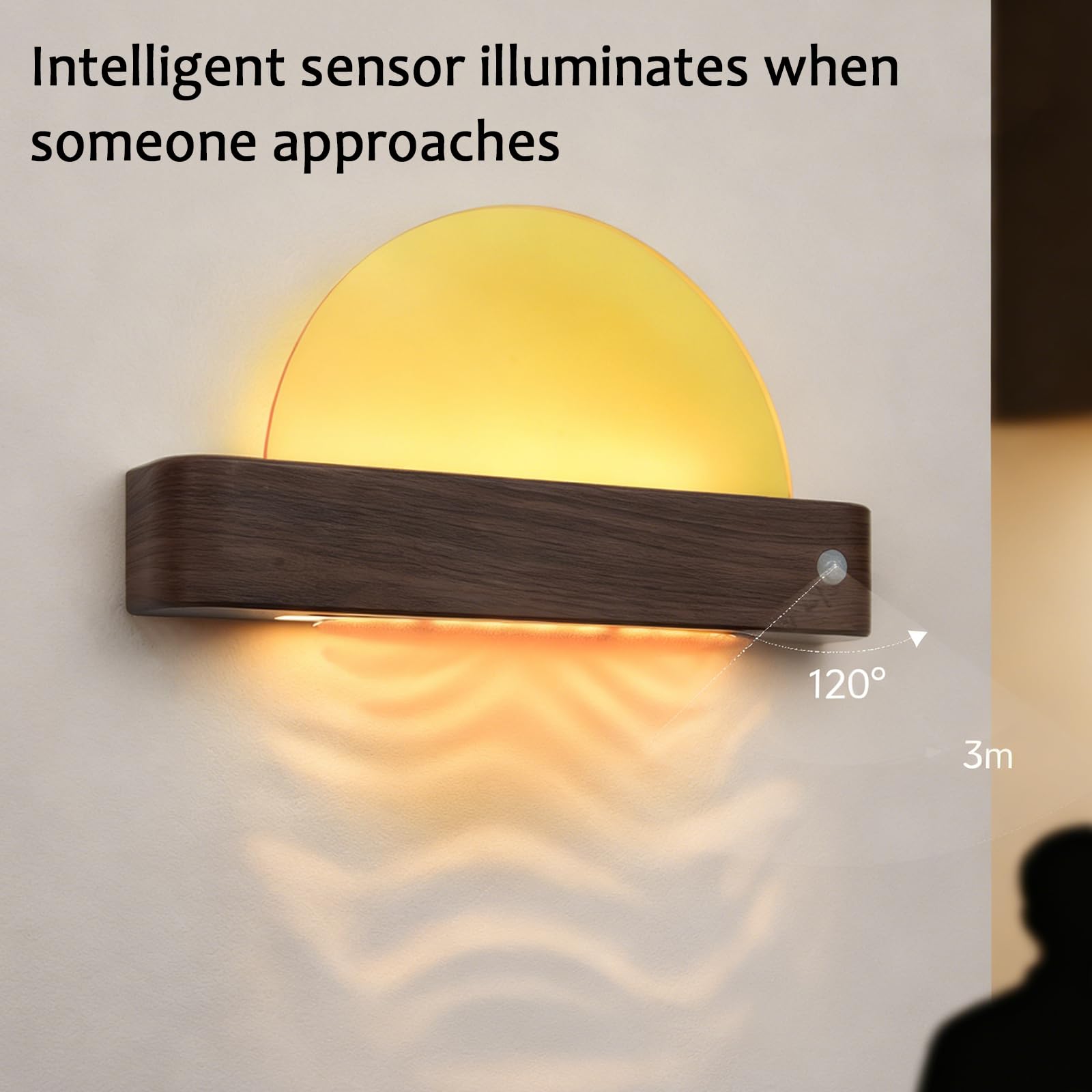 Luz Nocturna LED – Lámpara De Pared Recargable con Sensor De Movimiento Y Montaje Magnético, Instalación Sin Taladros, Creatividad, Amanecer Y Atardecer, Luz Ambiental Cálida para Dormitorio