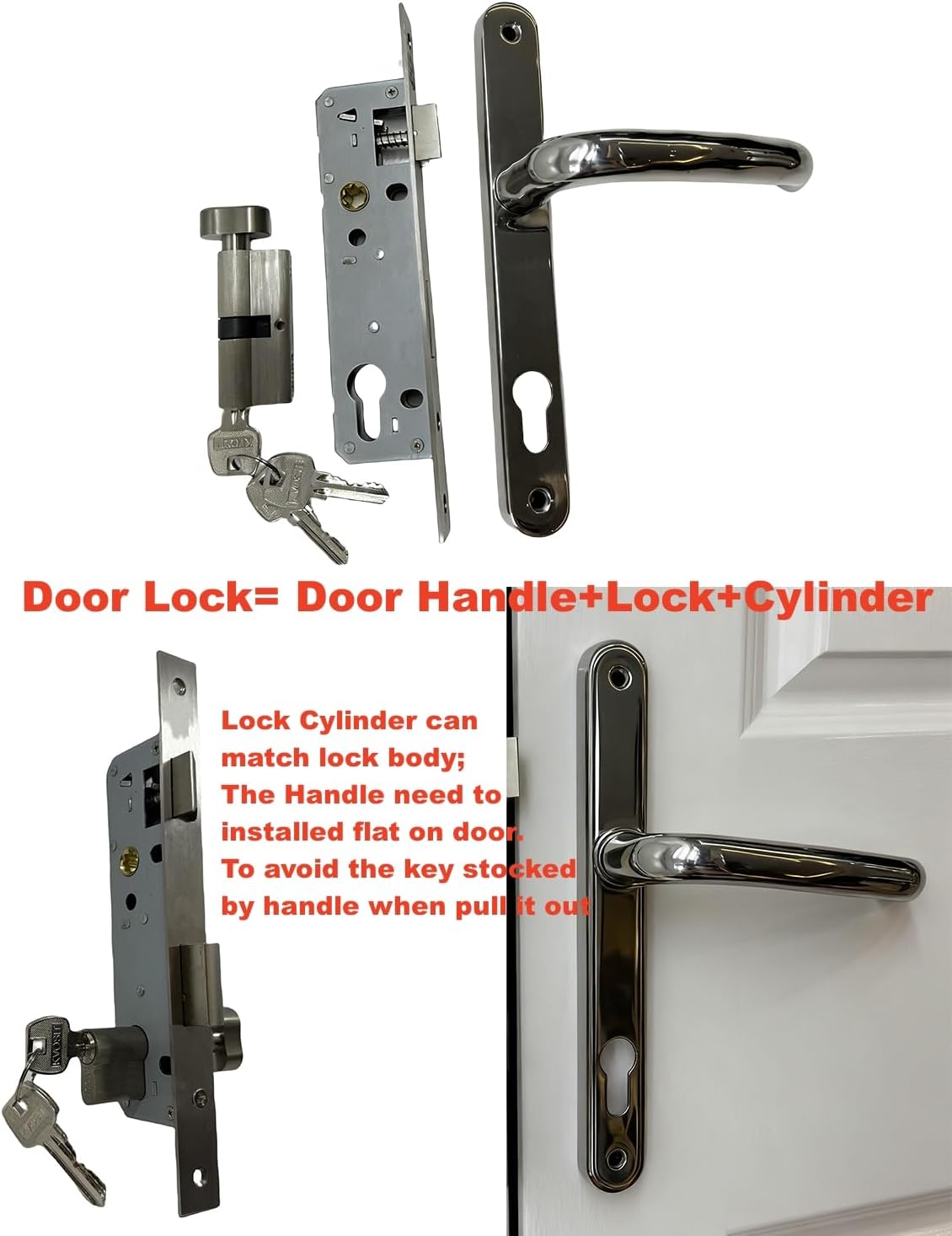 Solid Brass Lock Cylinder with 3 Brass Keys 63mm Door Lock Cylinder Replacement