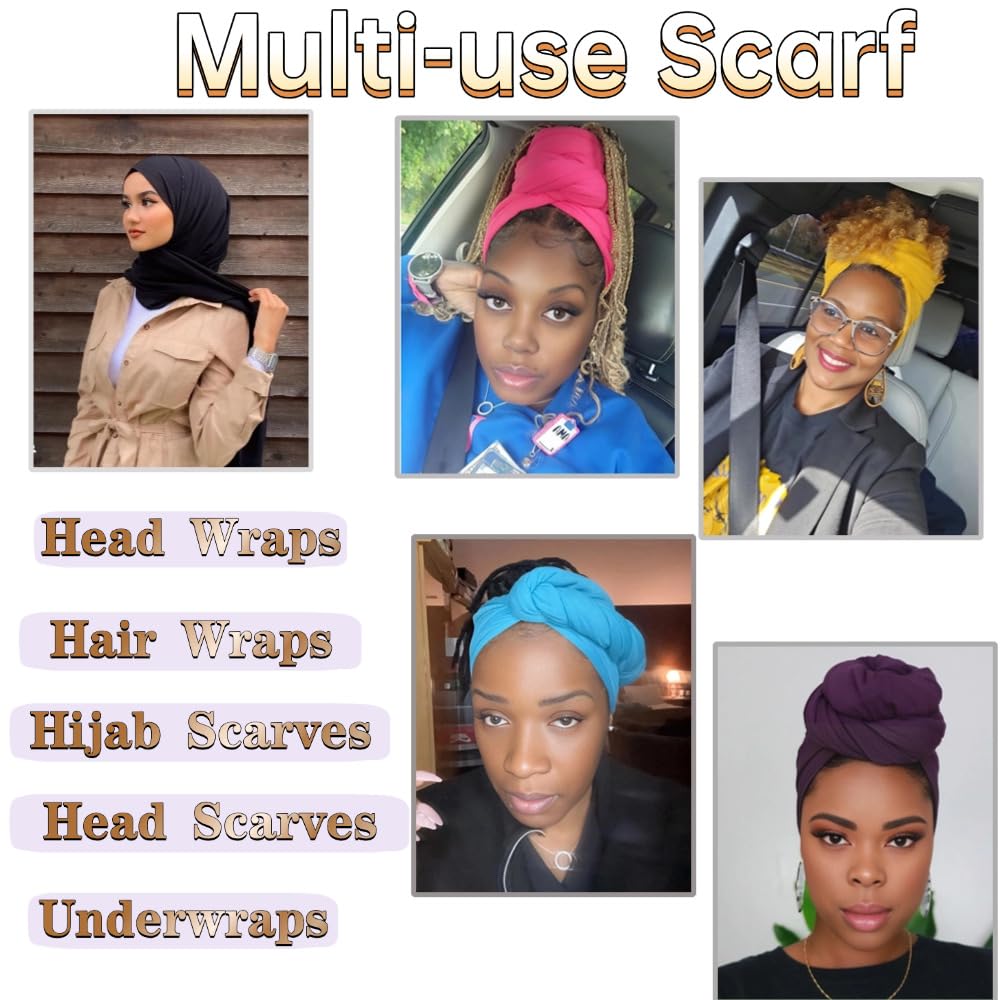 Fasce per la testa per donne nere traspiranti sciarpe per capelli lunghi fasce morbide larghe fasce per capelli per Locs