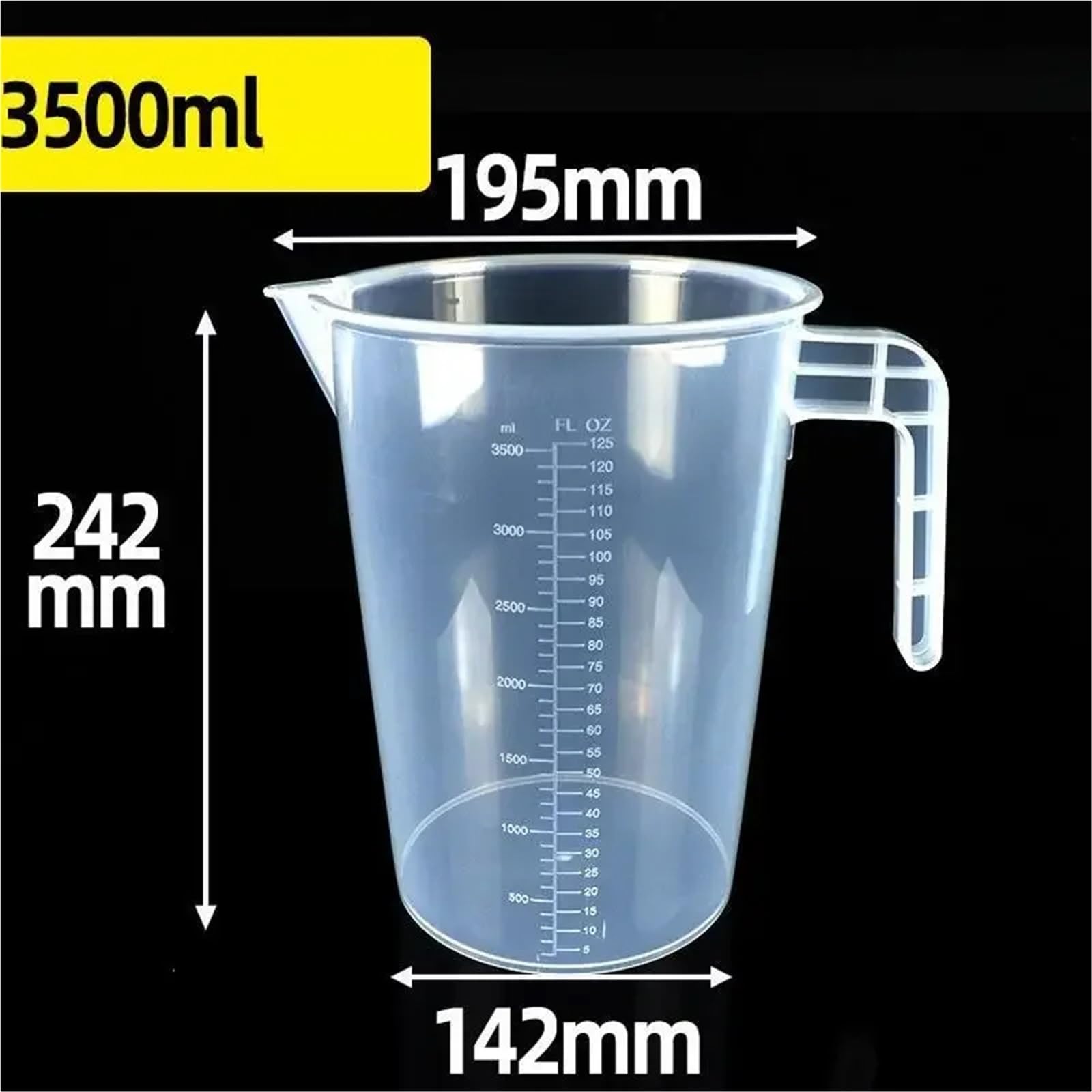 Misurino graduato in plastica di grande capacità con coperchio - Becher da laboratorio trasparente for misurazioni accurate di liquidi(3500ML)