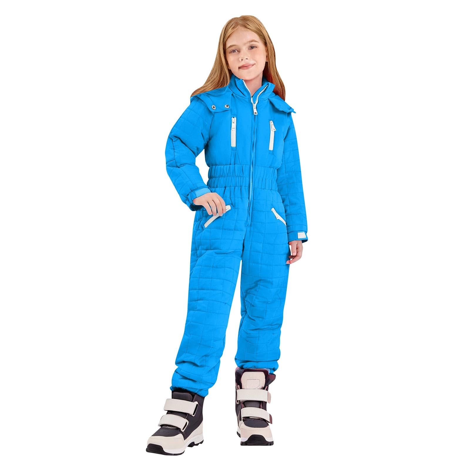 Tuta da neve calda per bambini, impermeabile, invernale, antivento, foderata in pile, con cerniera centrale, polsini per mani e piedi, viaggi all'aperto, sport sulla neve, per ragazzi e