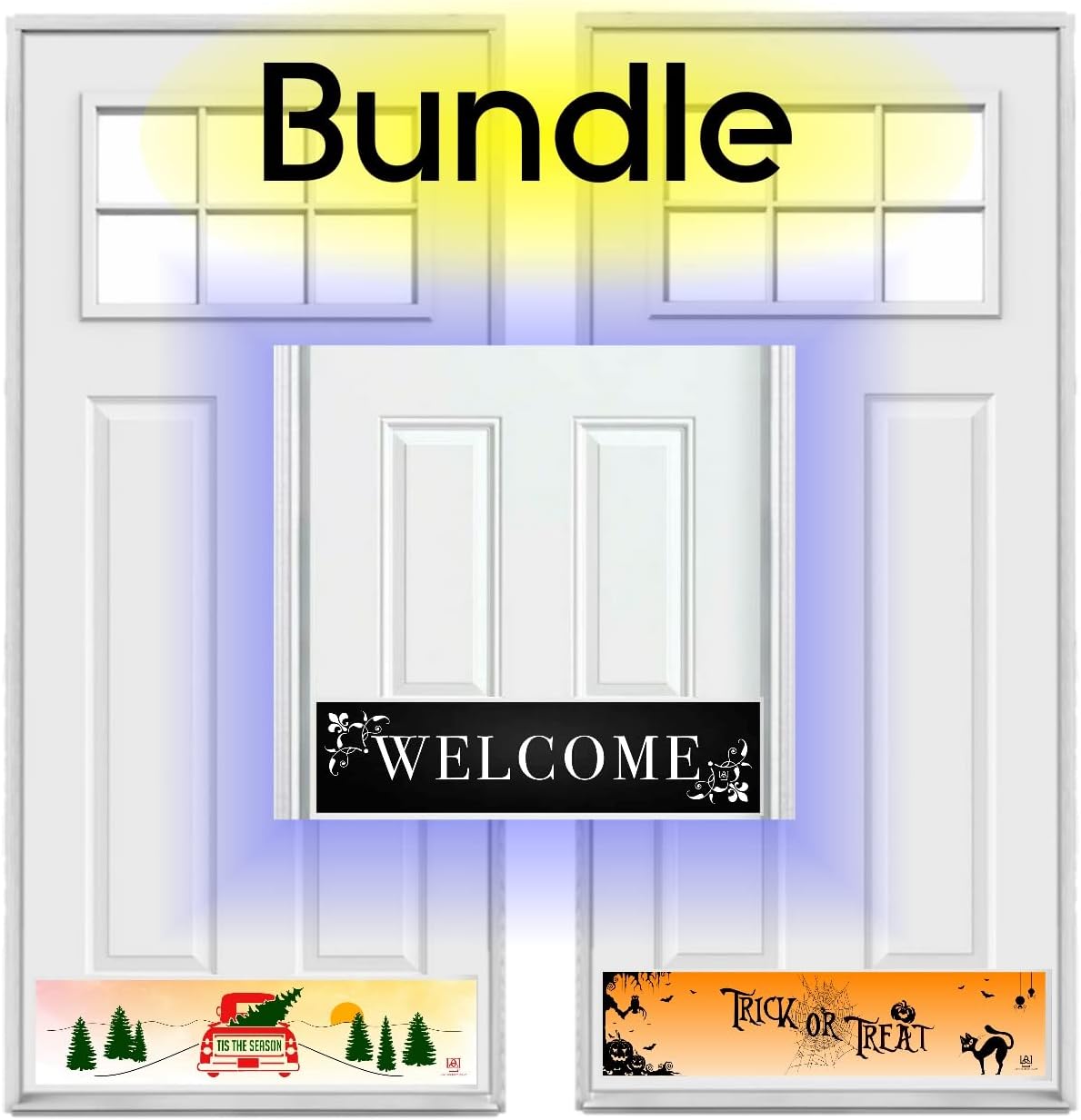 Decorative Magnetic Door Kick Plate Holiday Bundle - 8" x 34"