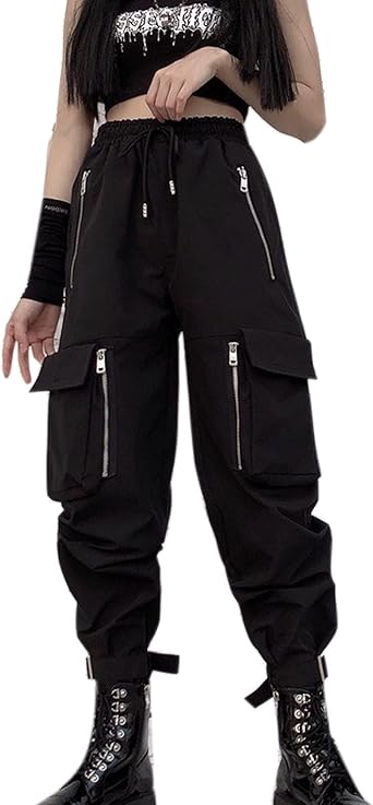 Loose Chained Black Cargo Pants