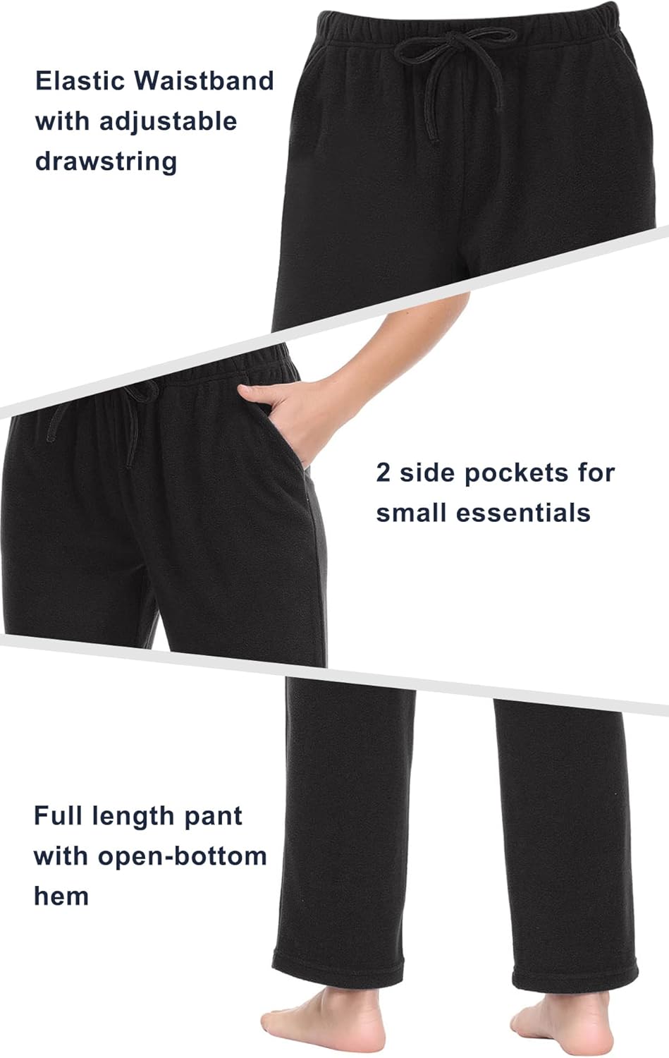 COZZIPLUS Women Fleece Pants, Lightweight Polar Fleece Lounge Sweatpants for Women, Straight Leg Pajama Pants with Pockets - Image 5