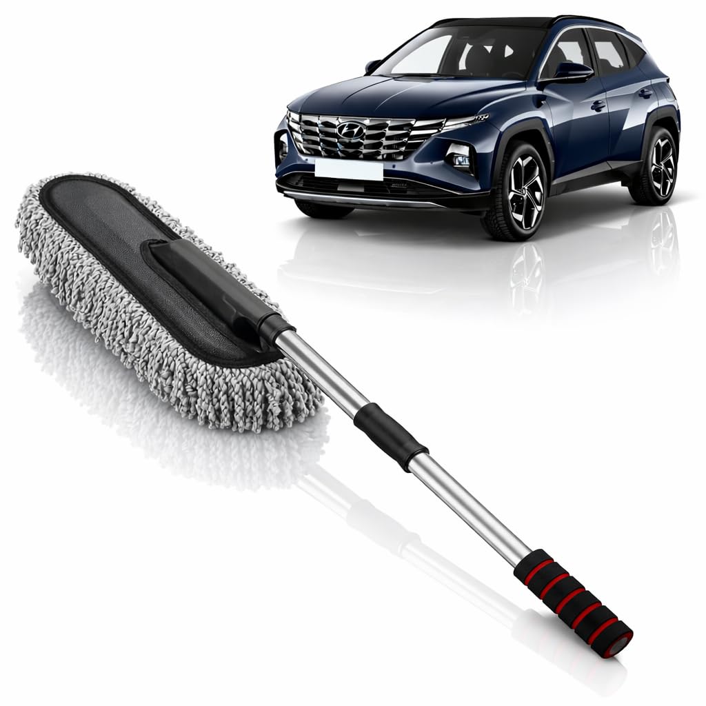Car Duster Microfiber with Extendable Handle | Super Soft Scratch-Free Car Cleaning Brush for Interior & Exterior | Long Reach Car Dust Cleaner for SUV, Bike, Home (Grey, Pack of 1)-image-34