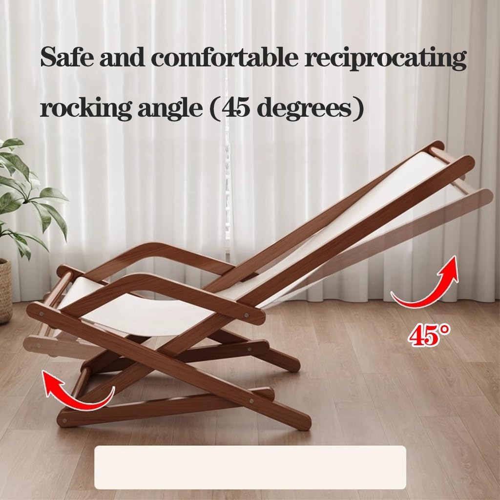 MEHWSUR Outdoor Wooden Patio Lounge Chair Beach Sling Chair Portable Reclining Beach Chair Solid Wood Frame with Canvas,Foldable and Easy to Carry for Indoor