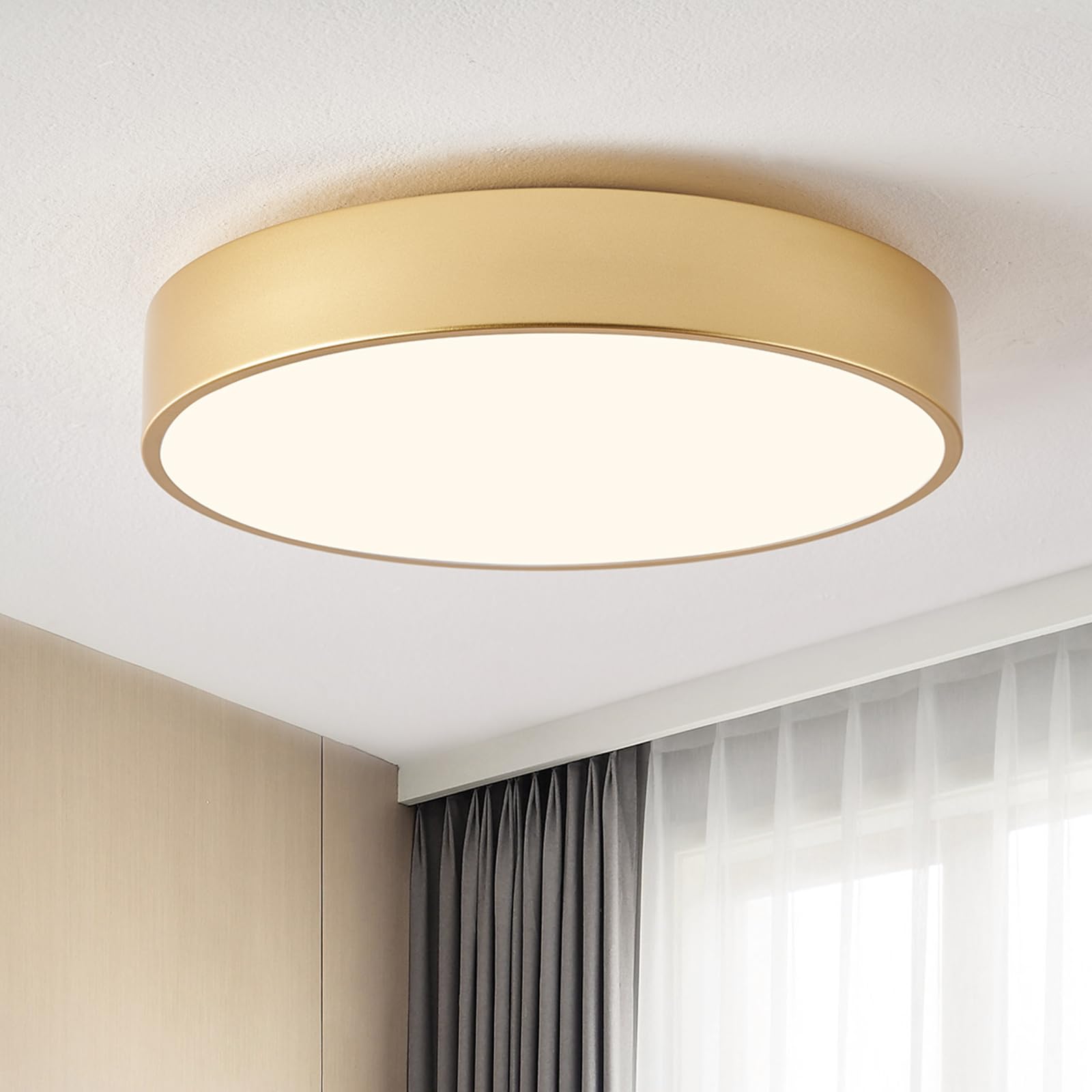 Modern Flush Mount Ceiling Light 3-Lights Round Gold Ceiling Light Fixtures Minimalistic Ceiling Lamp Acrylic Shade Lighting Fixture