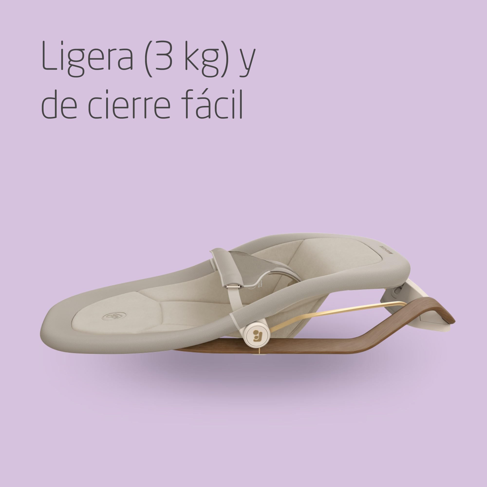 Maxi-Cosi Dove, Hamaca Bebé, 0-3 Años, 0-15 kg, Hamaca Bebé Ligera, Plegable, Portátil, Balanceo Natural,Tejidos Eco Care 100% Reciclados, Elegance Beige