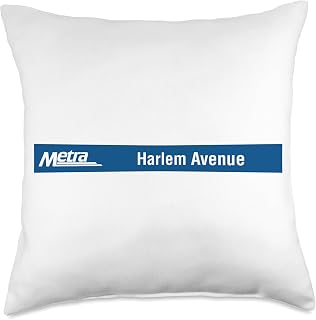 Harlem Avenue (BNSF) Metra Sign Throw Pillow