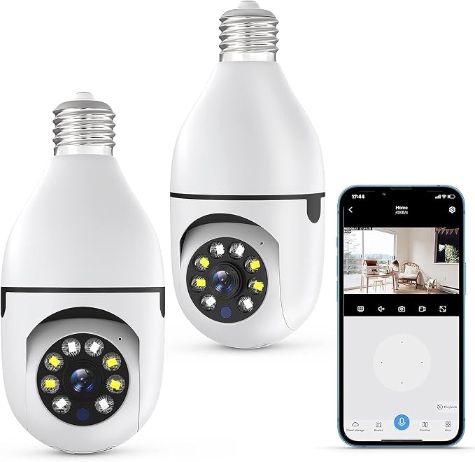 Upgraded 1080 Full hd WiFi ptz Bulb Camera with Smart Human Motion Tracking Bulb Night Vision for Home, Office, Baby Security Camera, V380 App for Remote Live Viewing Security Camera