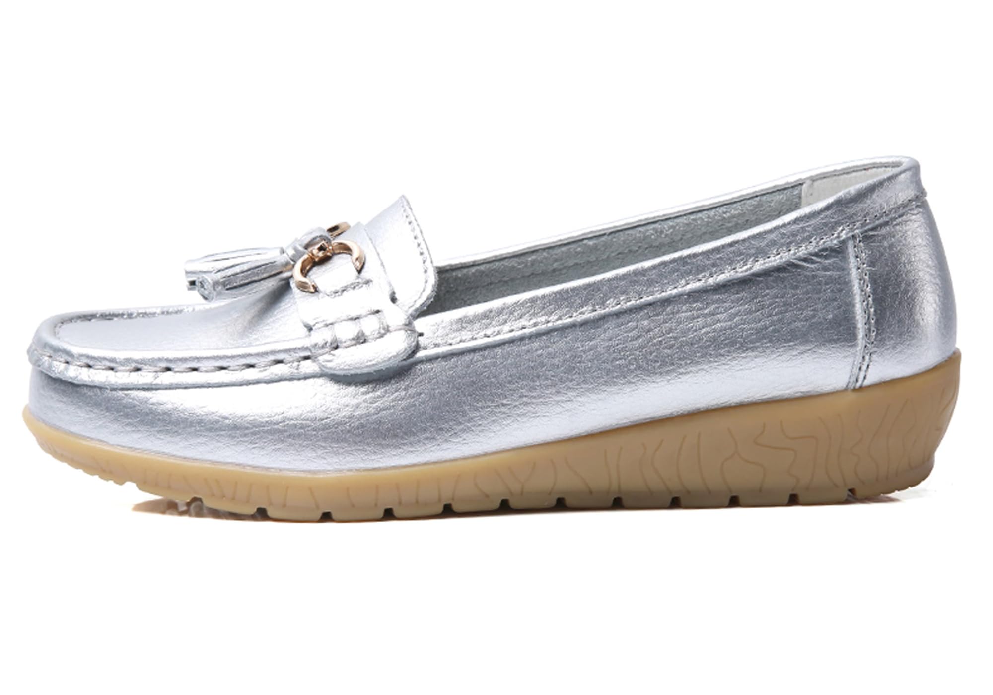 Solaud Femme Confort Cuir Mocassins Talon compensé Penny Loafers Respirants Légers Souples Décontracté Bureau Marche Chaussures