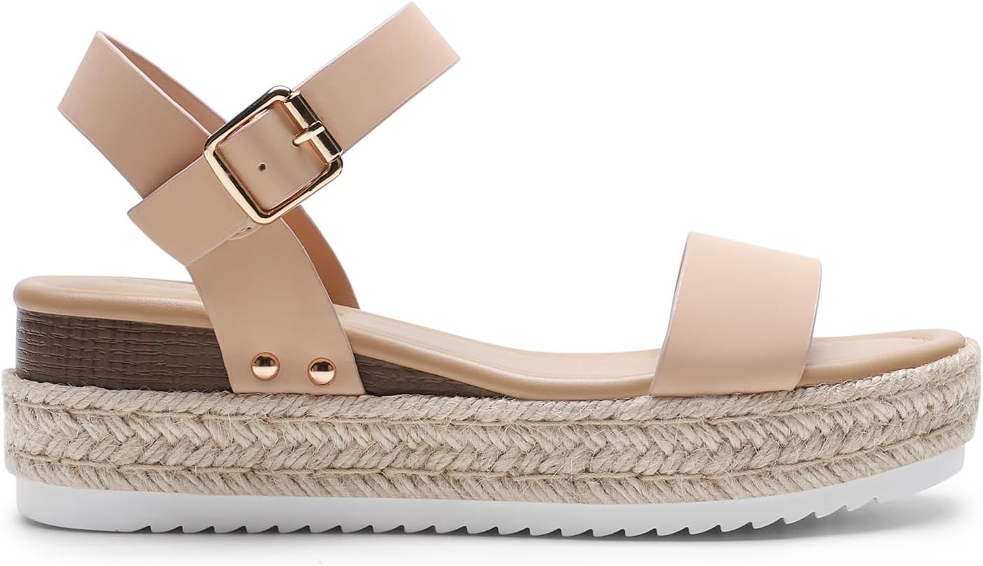 DREAM PAIRS Women's Platform Espadrilles Wedge Sandals, Comfortable Open Toe One Band Sandals for Women Dressy Casual Summer - Image 3