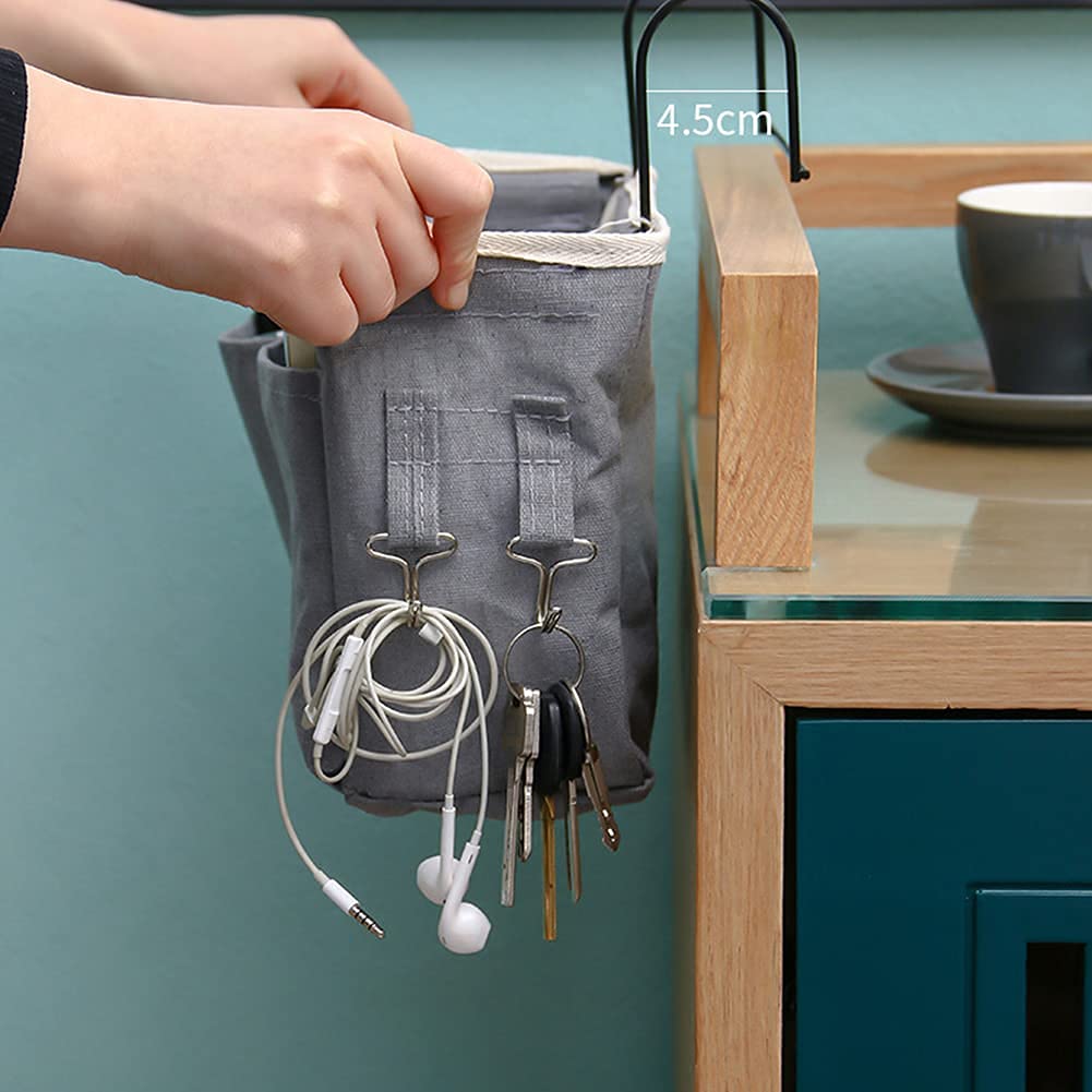 croselyu Home Multifunctional Bedside Hanging Bag College Dormitory Bedside Cloth Hanging Basket Bed Clutter Sorting Storage Bag Magazine Book Storage Bag (Grey) - Image 3