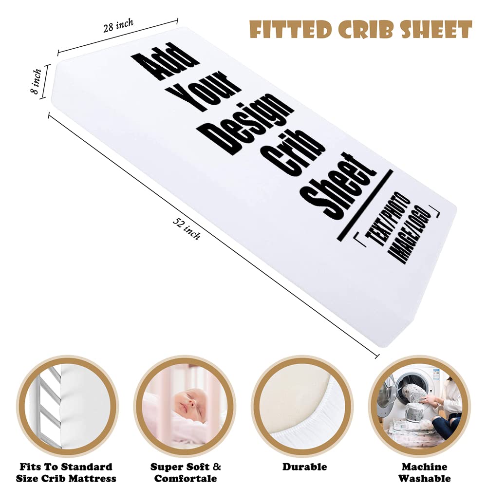 Custom Fitted Crib Sheets for Standard Crib Mattress, Premium Fitted Baby Girl Crib Sheets for Standard Crib Mattress - Ultra-Soft Cotton Blend, Safe and Snug, W28 xL52 xH8, White