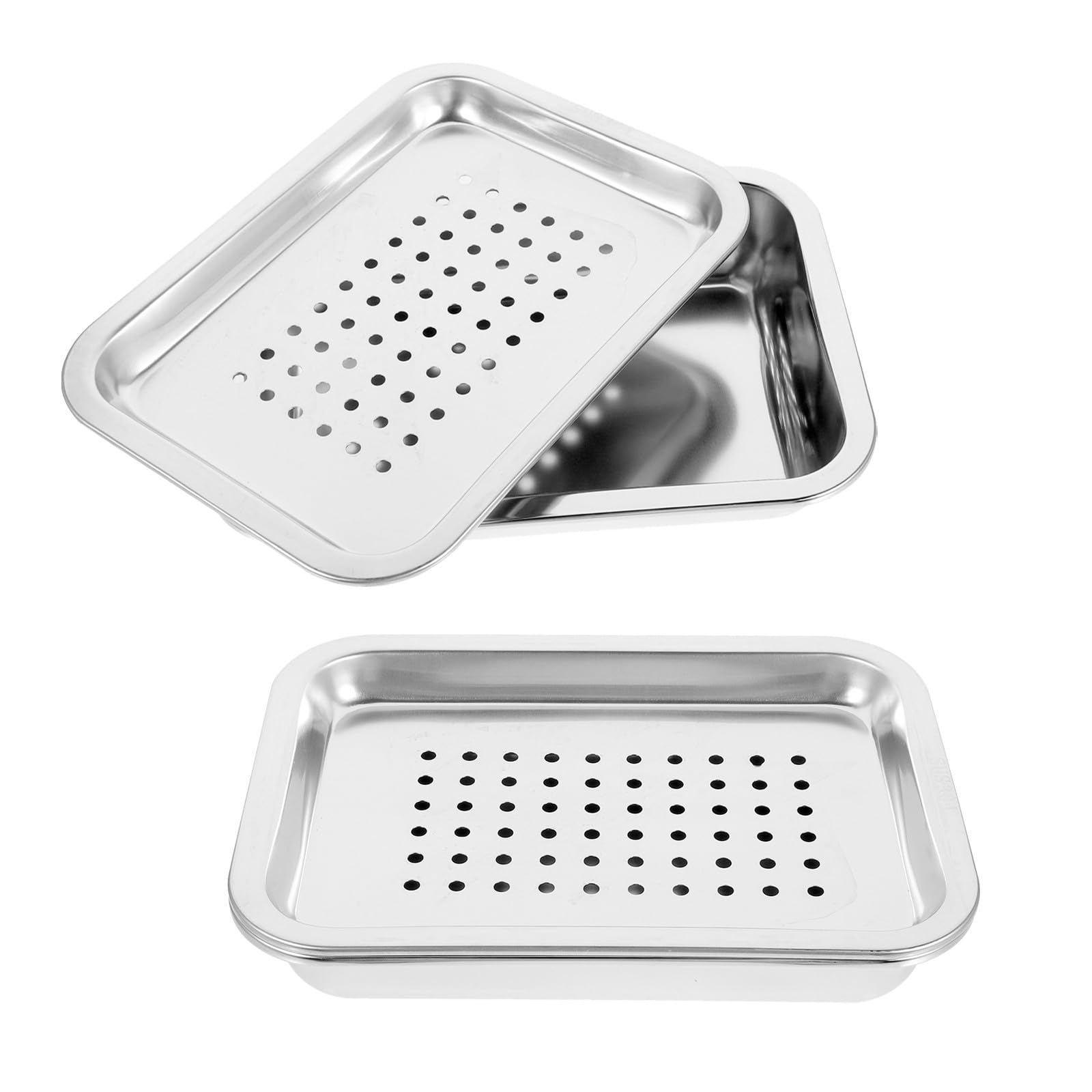 2 Set Vassoio per Germinazione Argento, Set da 2, in Acciaio Inox