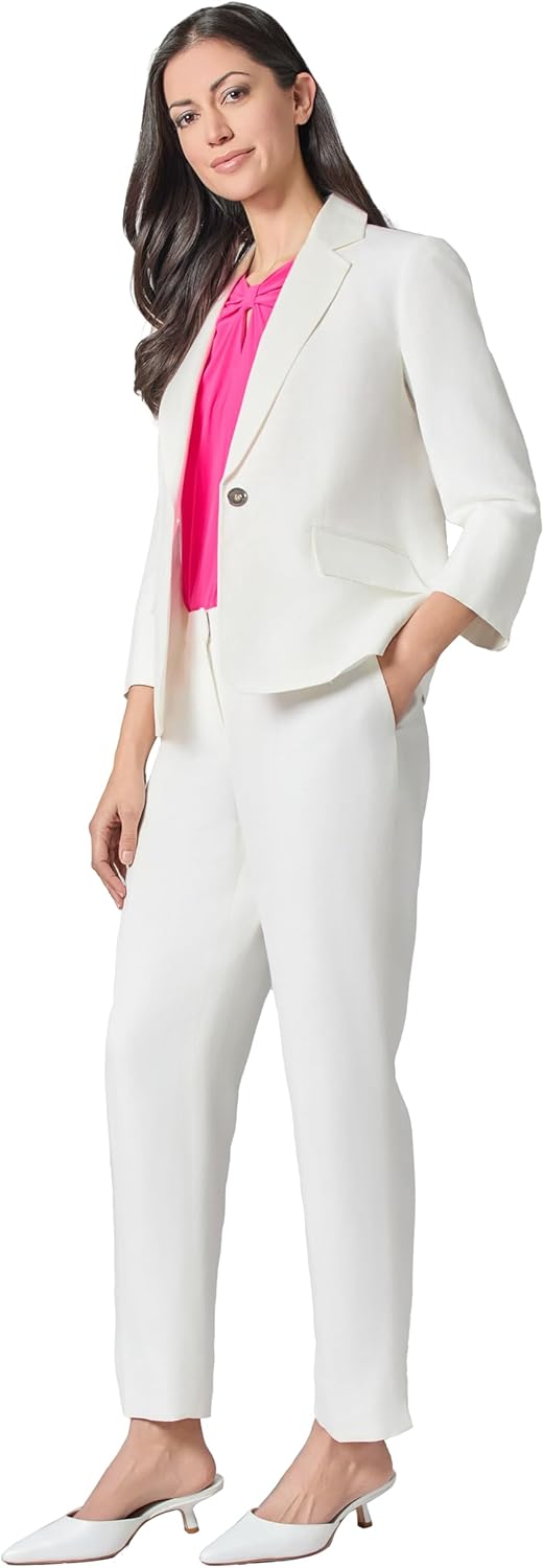 Kasper Womens Linen One Bttn Jacket W Bttn Sleeves - Image 2