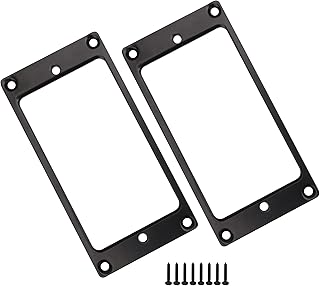 Yibuy 2個入れ 91x 45 x 2mm ブラック メタル フラット ハムバッカーピックアップ Mounting Ring
