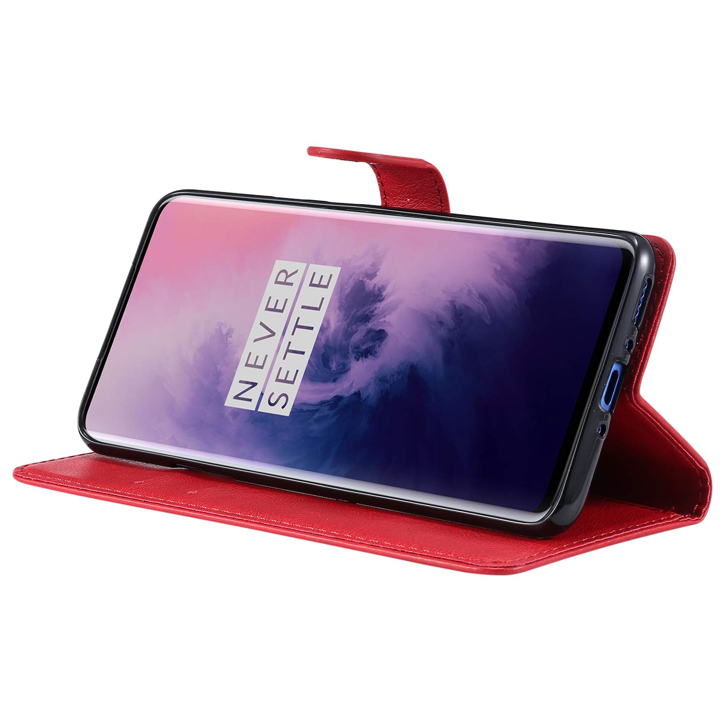 OKZone Cover per OnePlus 7 Pro, Custodia Flip Pelle Portafoglio Magnetica Libro [Slot Schede], Silicone TPU Bumper Wallet Supporto Cover, Antiurto [Kickstand] (Nero