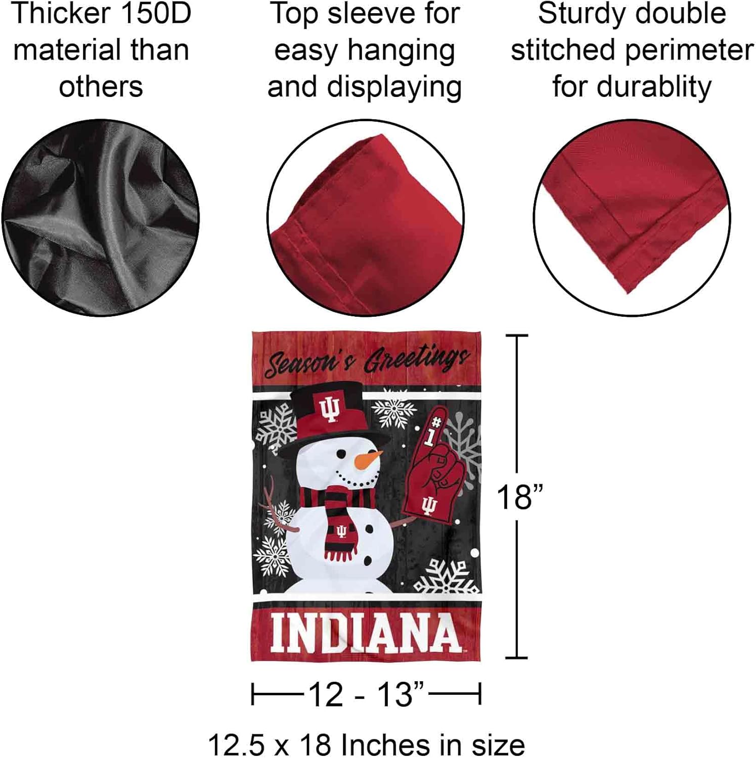 Indiana Hoosiers Holiday Winter Snow Garden Banner Flag