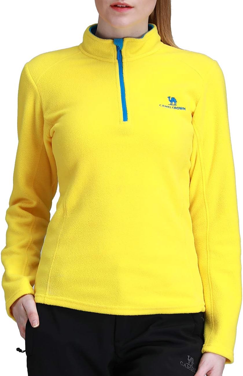 CAMEL Crown Mens/Womens Fleece Pullover Quarter Zip Pullover Lightweight Sweatshirt for Spring