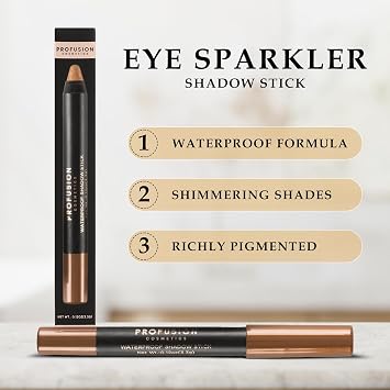 Profusion Cosmetics Waterproof Creamy Eyeshadow Stick, Long-Lasting Shimmer Finish, Crease-Proof Eyeshadow Pencil For Blendable Eye Makeup, Vegan & Cruelty-Free, Glimmer