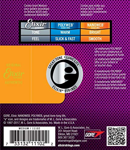 Elixir 11102 Guitare acoustique moyenne avec revêtement Nanoweb Bronze 80/20 - Les Beatles, Paul McCartney, John Lennon, RIngo Starr, George Harrison Elixir 11102 Guitare acoustique moyenne avec revêtement Nanoweb Bronze 80/20 – Image 3