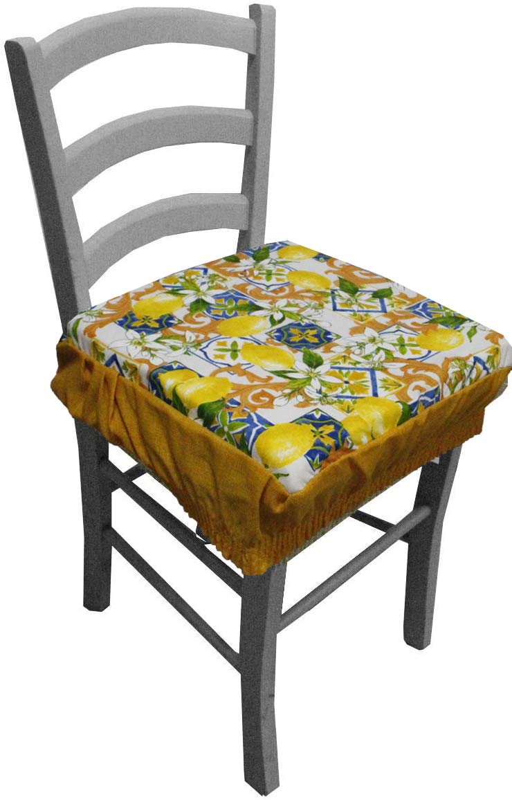 Cuscini Coprisedie Set 6 Cuscini Sedia Sorrento - Coprisedia Imbottiti In Lona Cotone E Poliestere 40x40cm, Blu Coperture Sedute Tessuto